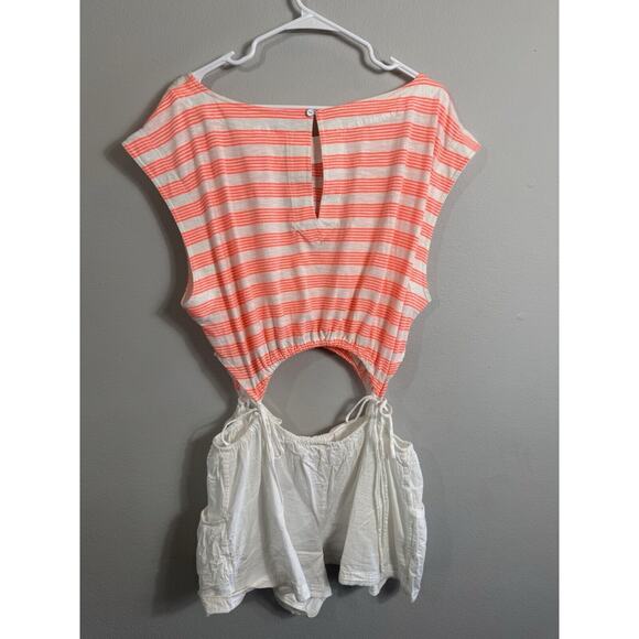 ANTHROPOLOGIE‎ CUTOUT ROMPER Striped Preppy Pockets Boho NWT XL - Picture 3 of 7